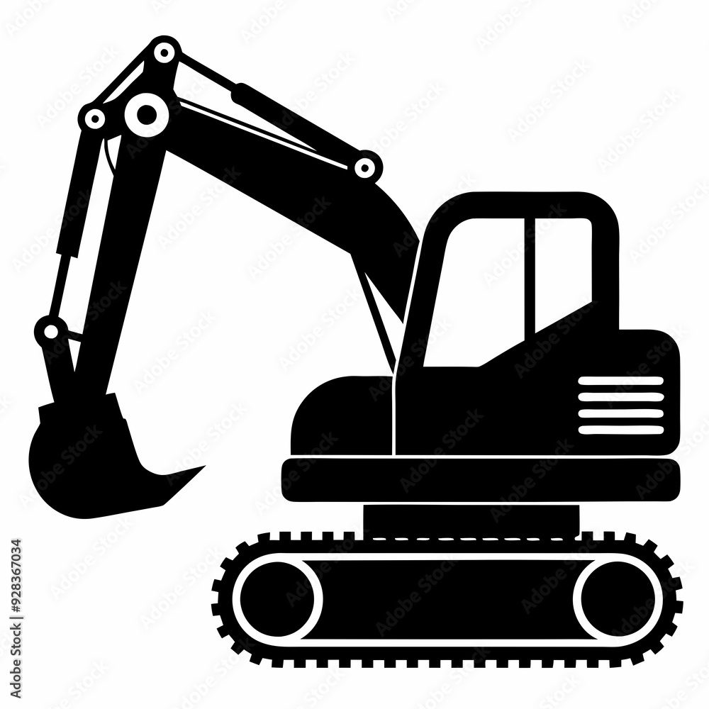 Excavator Black silhouette Excavator Black silhouette