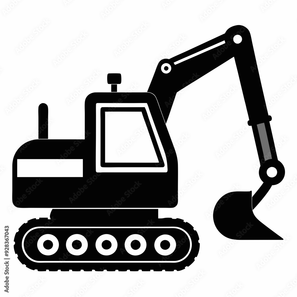 Excavator Black silhouette Excavator Black silhouette