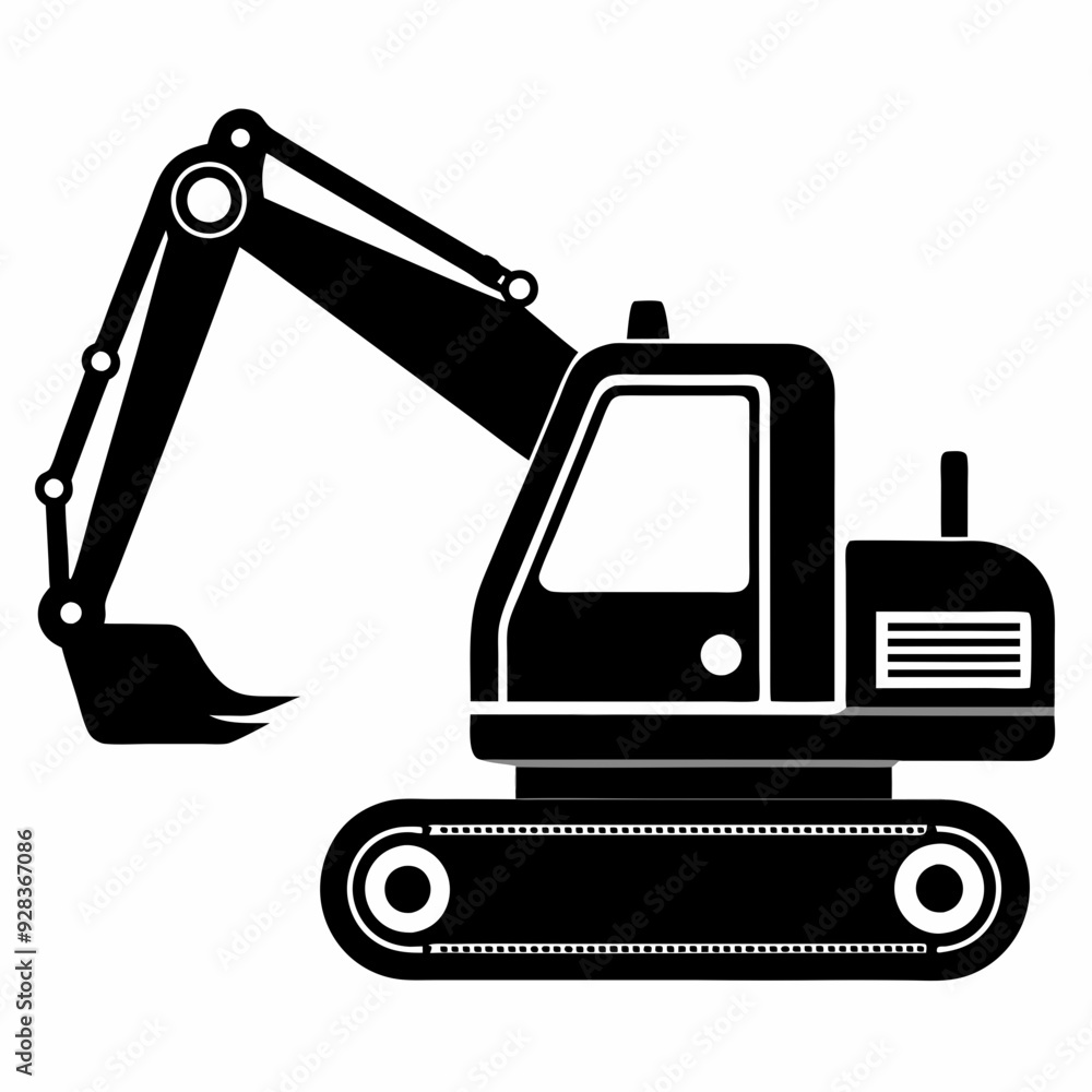 Excavator Black silhouette Excavator Black silhouette