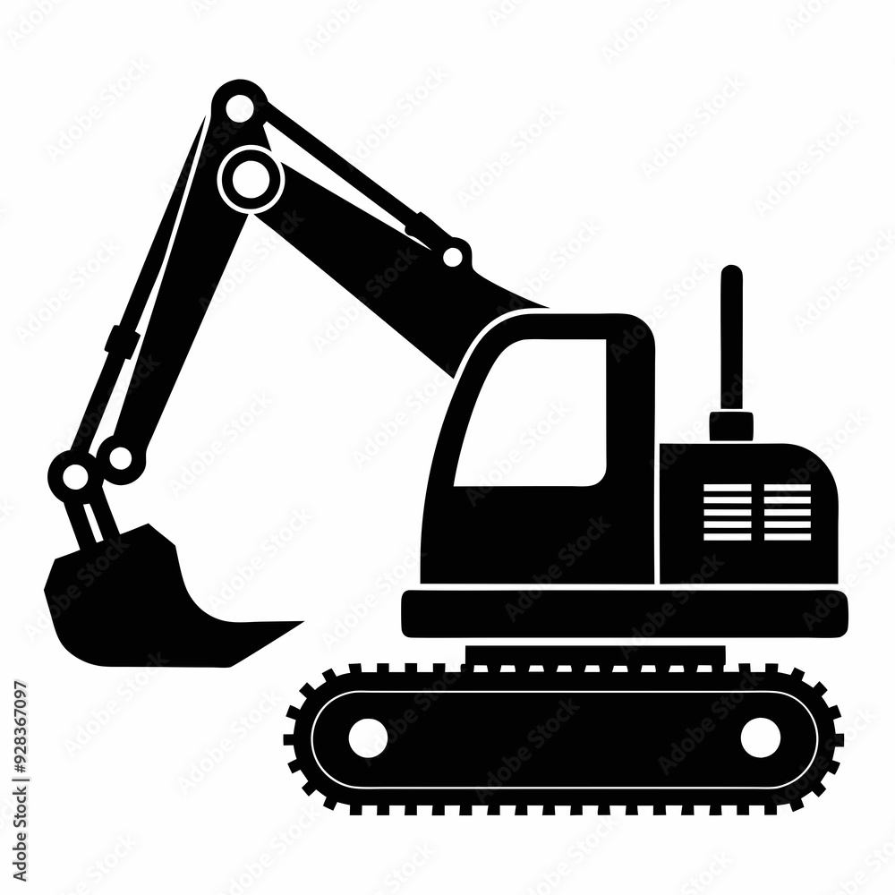 Excavator Black silhouette Excavator Black silhouette