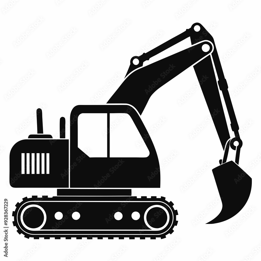 Excavator Black silhouette Excavator Black silhouette