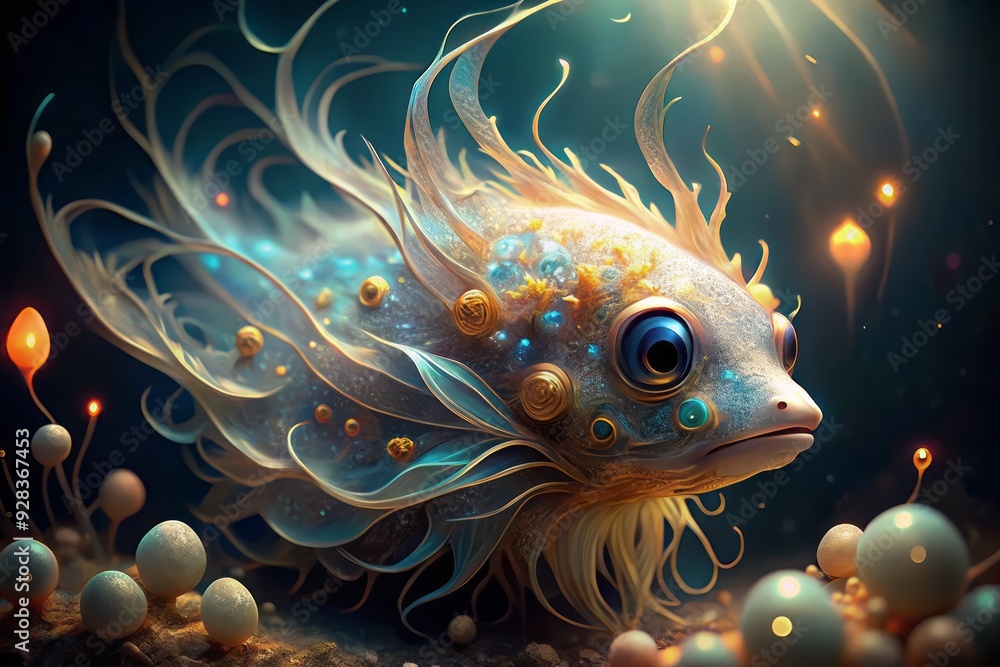 ethereal glowing sea creature portrait