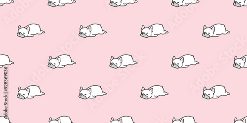 dog seamless pattern french bulldog sleep boring cartoon vector doodle puppy pet tile background gift wrapping paper repeat wallpaper illustration scarf isolated pink design