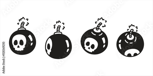 skull vector Halloween icon bomb grenade tnt doodle cartoon character dynamite explosive logo symbol illustration design clip art isolated