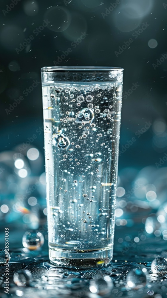 A glass of water with a lot of bubbles in it A glass of water with a lot of bubbles in it