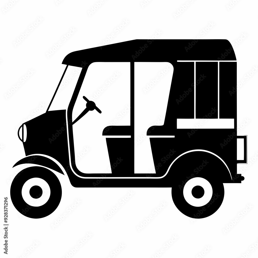 Fototapeta premium Auto Rickshaw Black silhouette