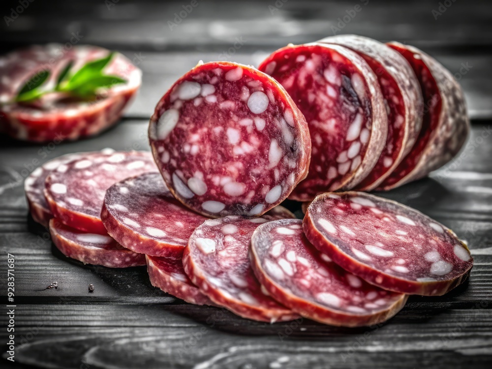 Monochromatic Black White High Contrast Salami Slices Monochromatic Black White High Contrast Salami Slices