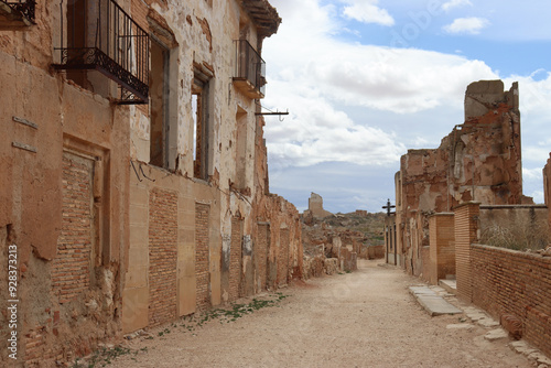Street in the abandoned town of Belchite (Zaragoza, Spain)