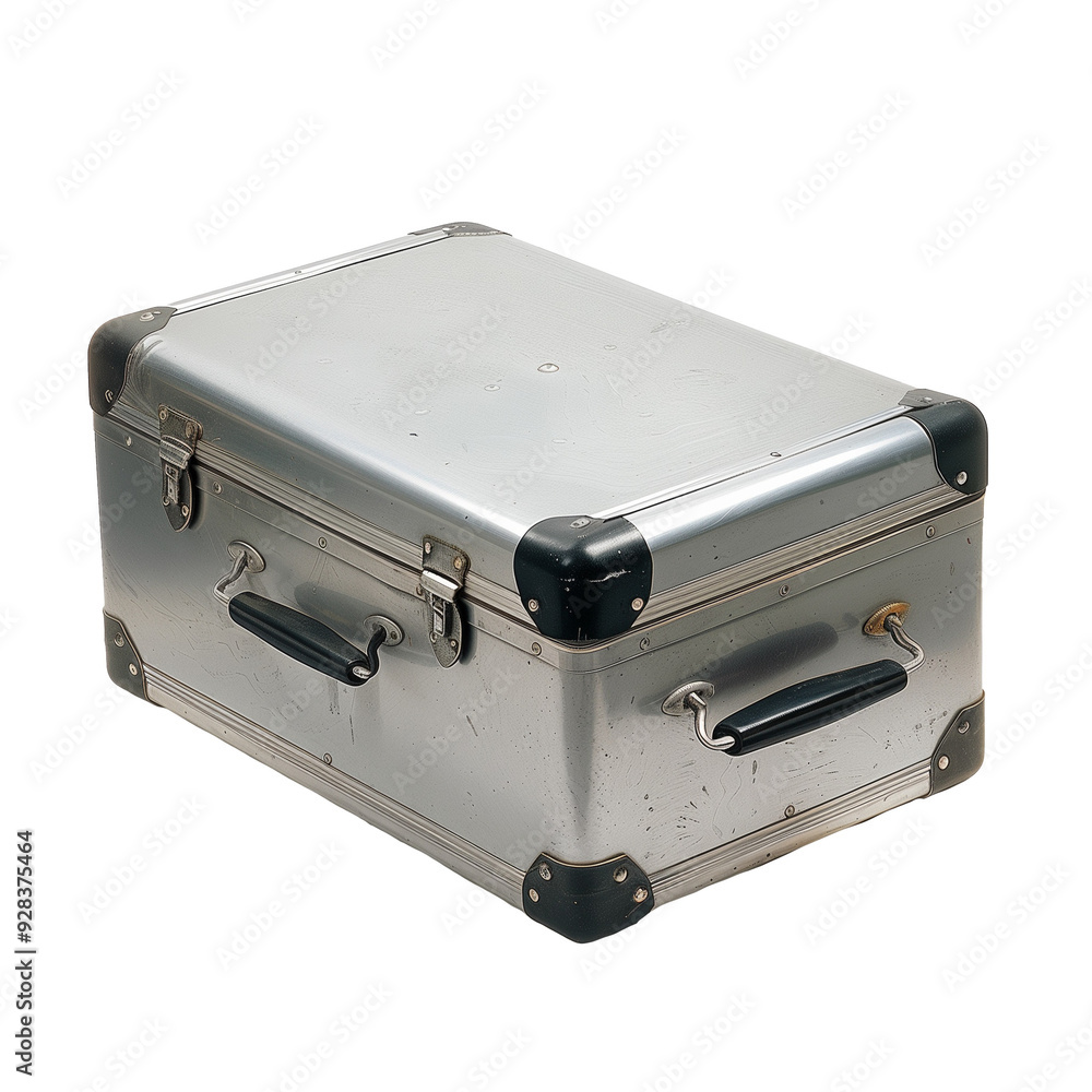 Metal suitcase, isolated, transparent background, png Metal suitcase, isolated, transparent background, png