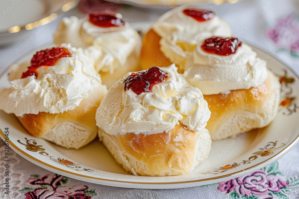 Devonshire Splits Sweet buns with cream and jam Devonshire Splits Sweet buns with cream and jam