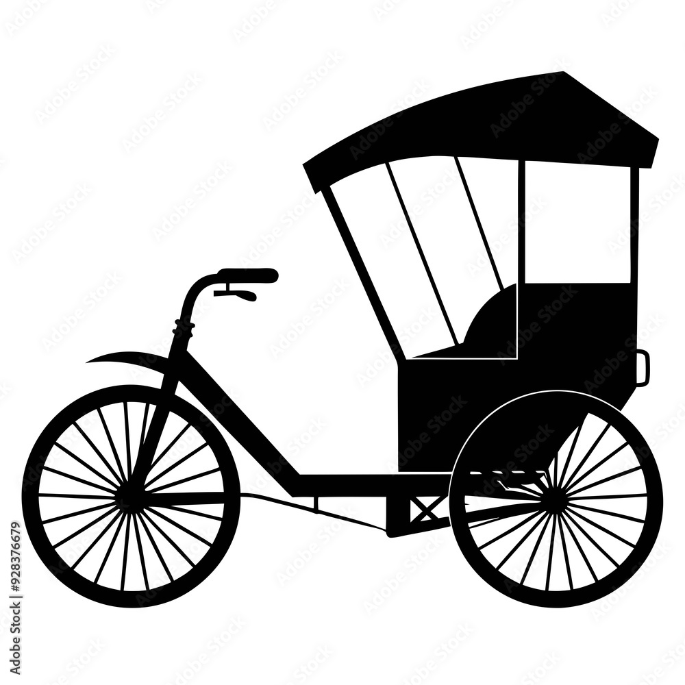 Fototapeta premium Rickshaw Black silhouette