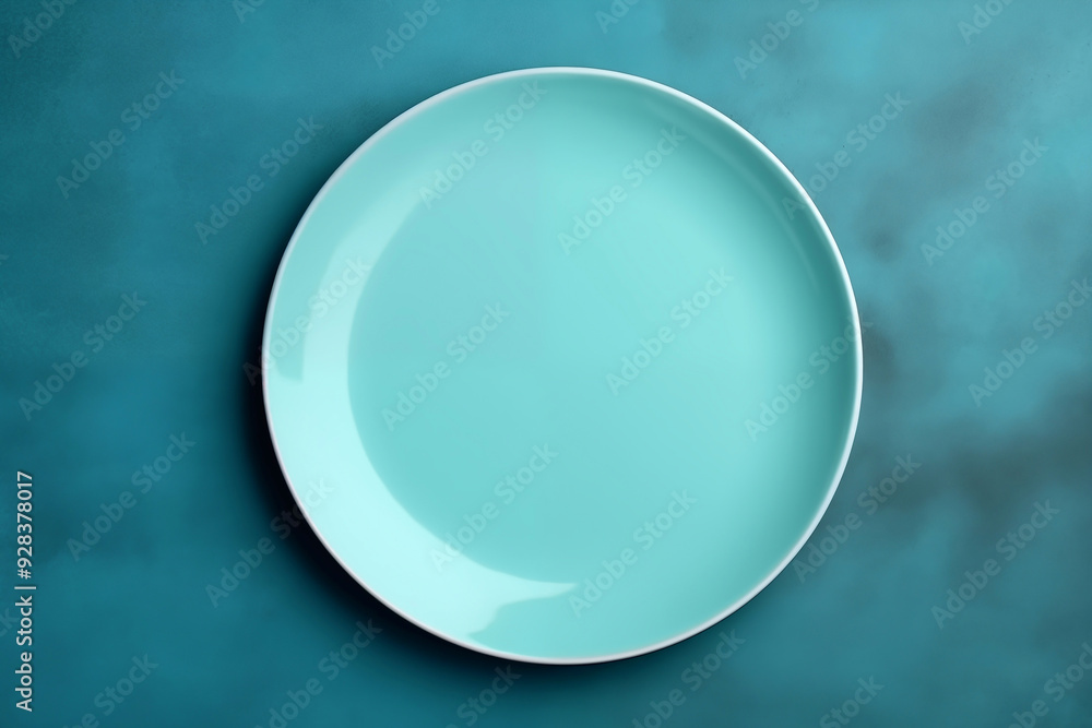 Empty plate on blue background, intermittent fasting concept. Empty plate on blue background, intermittent fasting concept.