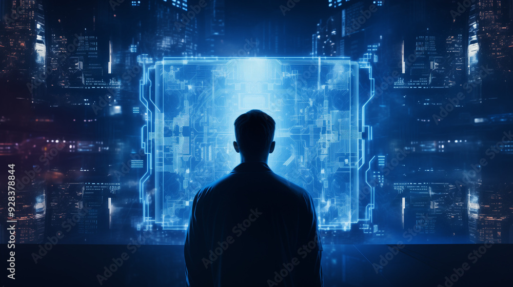 silhouette of a person in a code Generative AI silhouette of a person in a code Generative AI