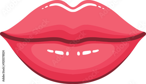 Glossy Girl Lips Kiss Illustration