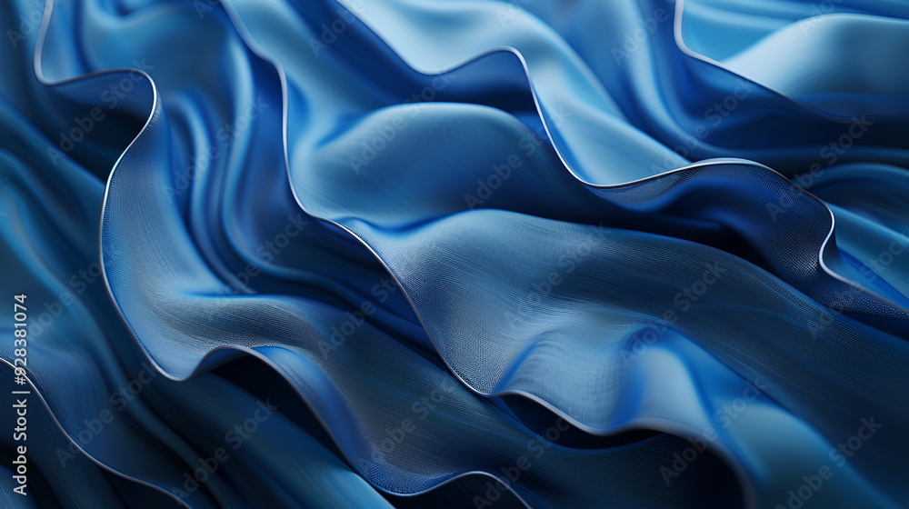 3d render, abstract background with folded textile ruffle, blue cloth macro, wavy fashion wallpaper 3d render, abstract background with folded textile ruffle, blue cloth macro, wavy fashion wallpaper