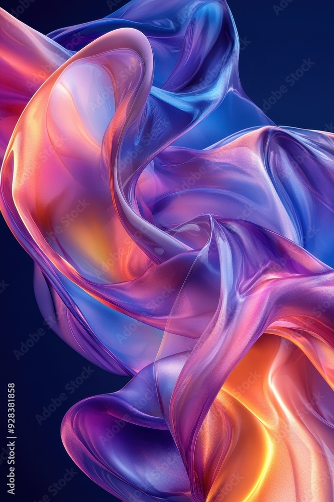 Fototapeta premium Abstract Colorful Flowing Fabric with Vibrant Hues and Smooth Textures on Dark Background
