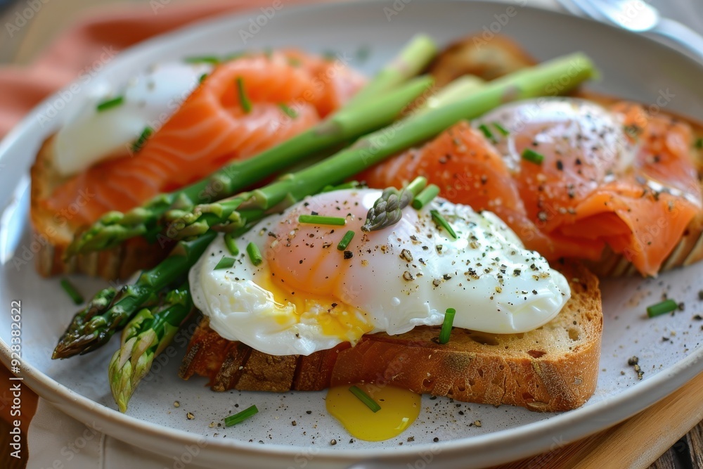 Eggs Benedict with smoked salmon and asparagus Eggs Benedict with smoked salmon and asparagus