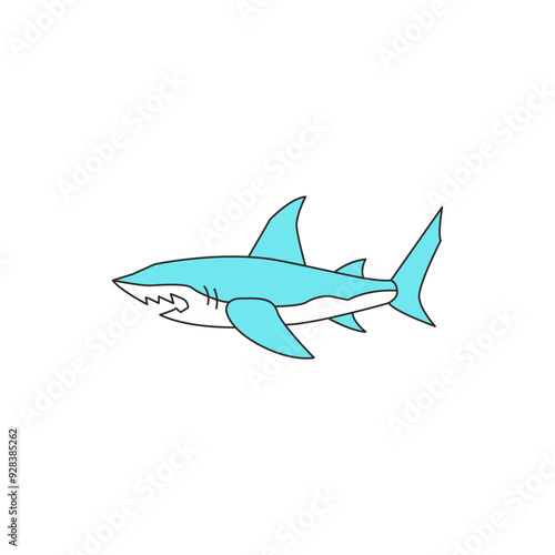 Shark Illustration Simple Ocean Predator