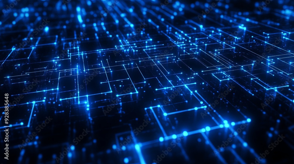 Abstract Blue Digital Network Background