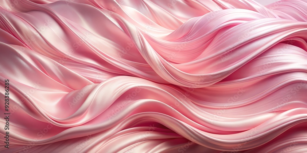 Obraz premium Abstract Pink Wavy Texture, 3D Render, Silk, Flowing, Background , pink, abstract