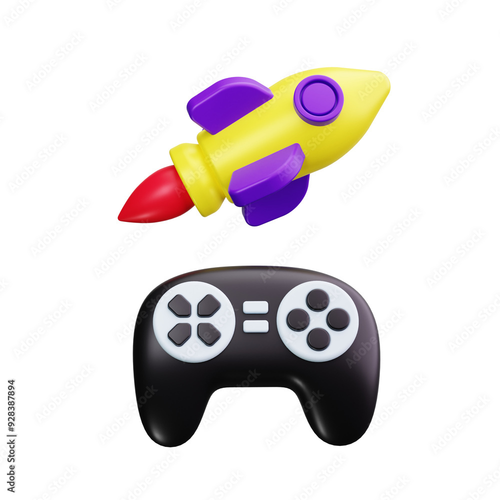 rocket 3d render icons
