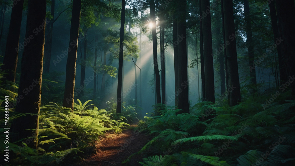 A Beautiful Forest Bathed in Realistic Light A Beautiful Forest Bathed in Realistic Light
