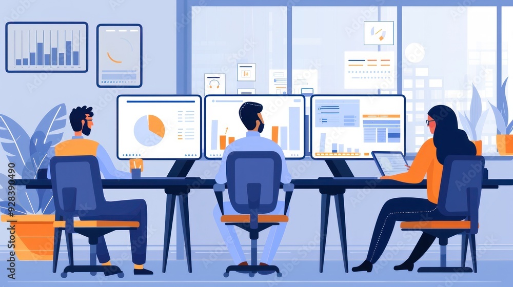 A tech startup team working remotely, connected via video conference. A tech startup team working remotely, connected via video conference.