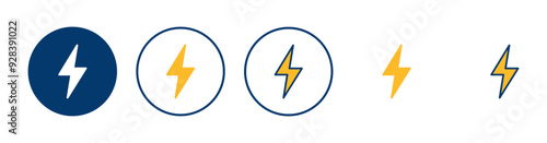 Lightning icon vector isolated on white background. Bolt icon vector. Energy and thunder electric icon