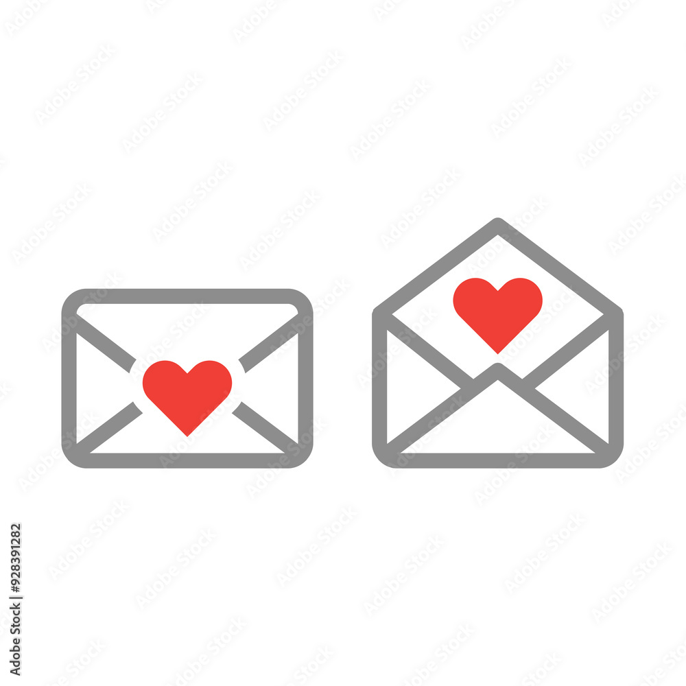 Love letter vector icon. Envelope with heart, dating app message. Love letter vector icon. Envelope with heart, dating app message.