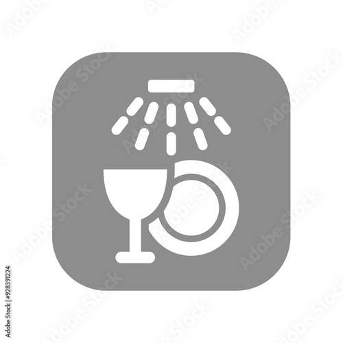 Dishwasher vector icon. Dishwashing dishes, cleaning vector icon.