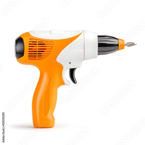 Detailed Image of an Orange Glue Gun Isolated on a White Background