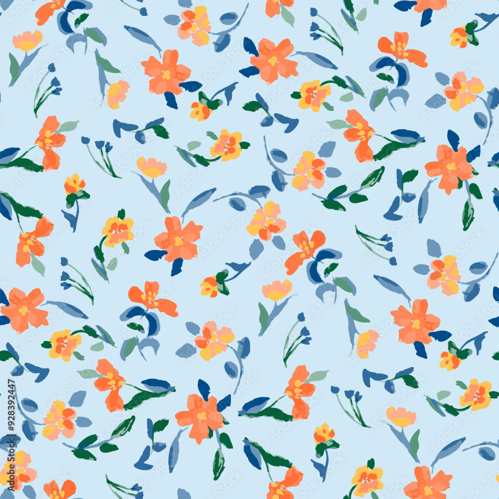 Cute feminine seamless watercolor pattern with little tiny wildflowers, hand drawn, not AI Cute feminine seamless watercolor pattern with little tiny wildflowers, hand drawn, not AI