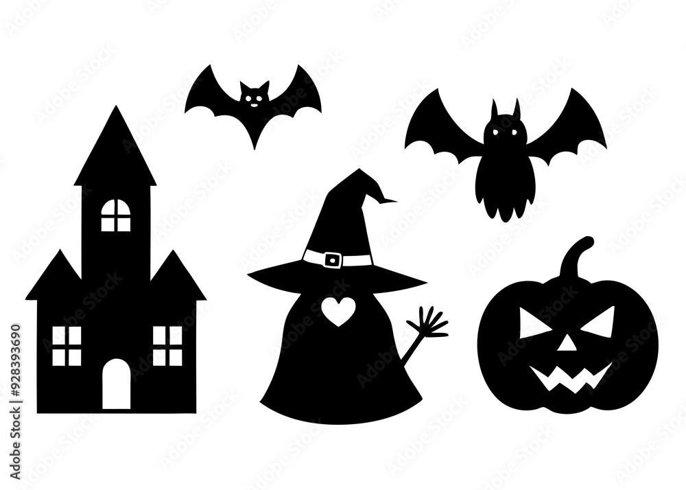 Halloween background with pumpkin and bats  silhouette vector illustration 