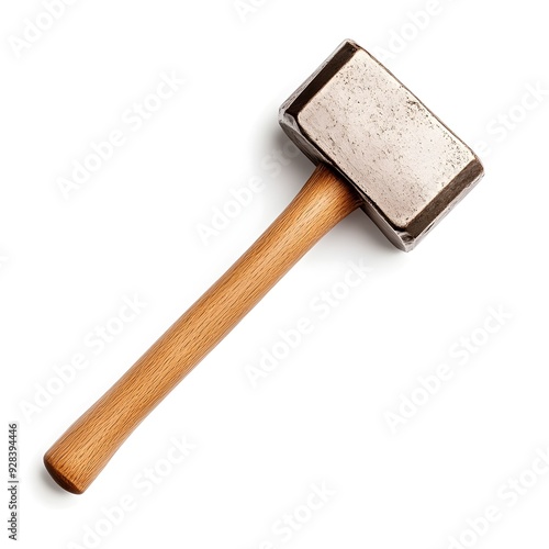 Isolated Metallic Hammer on White Background Detailed and Clear Image