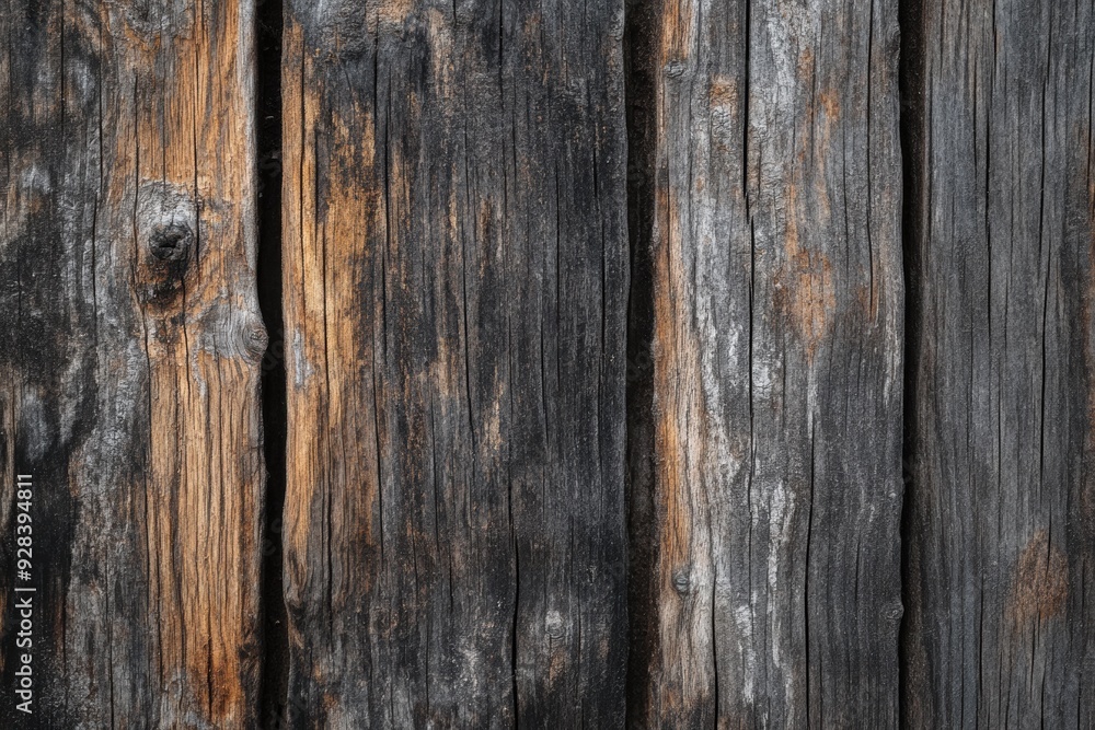 Naklejka premium Worn Wood Background: Grain and weathering of old, worn wood.