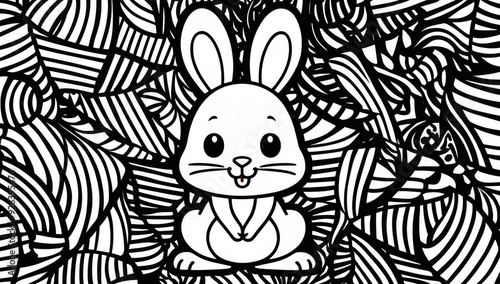 Coloring page, cute bunny photo