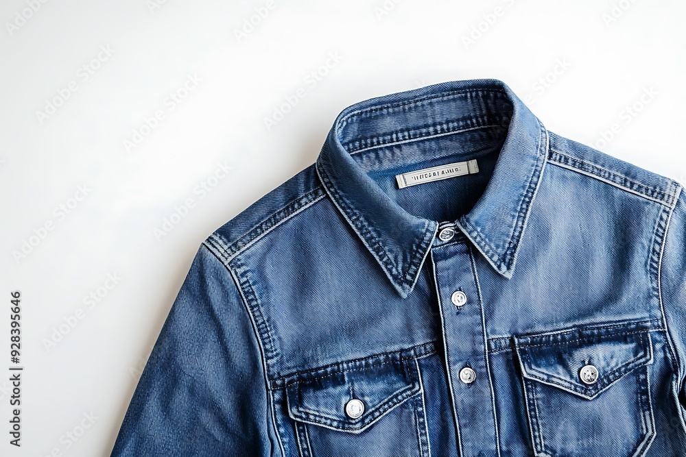 Close up blue shirts jeans isolated on white background Close up blue shirts jeans isolated on white background