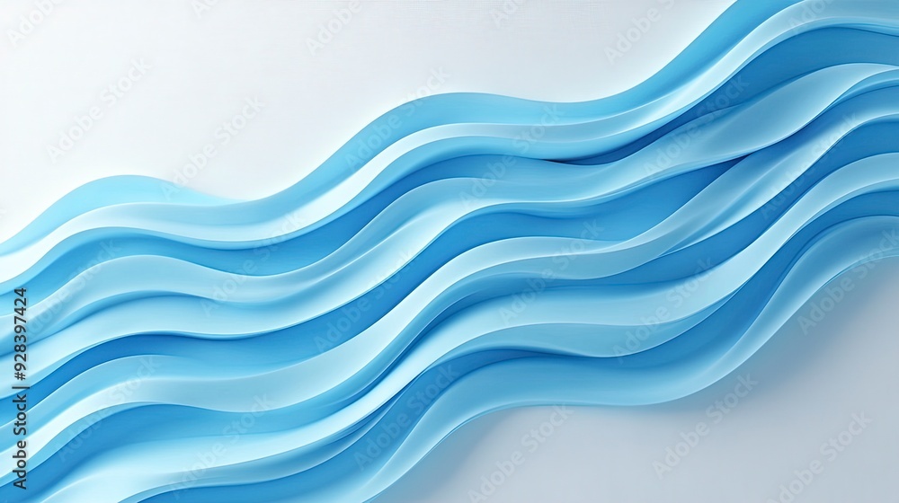 Elegant blue wave pattern on a simple white surface. Premium wave background for banners, generative ai Elegant blue wave pattern on a simple white surface. Premium wave background for banners, generative ai