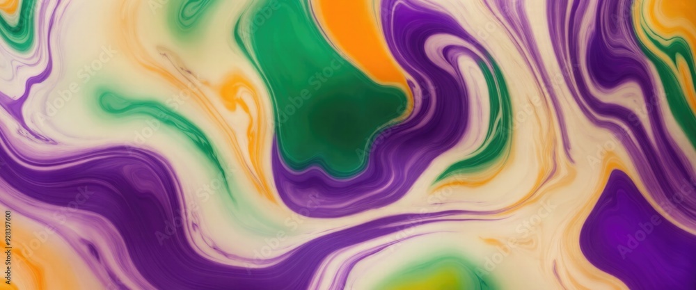 Abstract mix of Green, orange, and purple blending seamlessly marble background Abstract mix of Green, orange, and purple blending seamlessly marble background