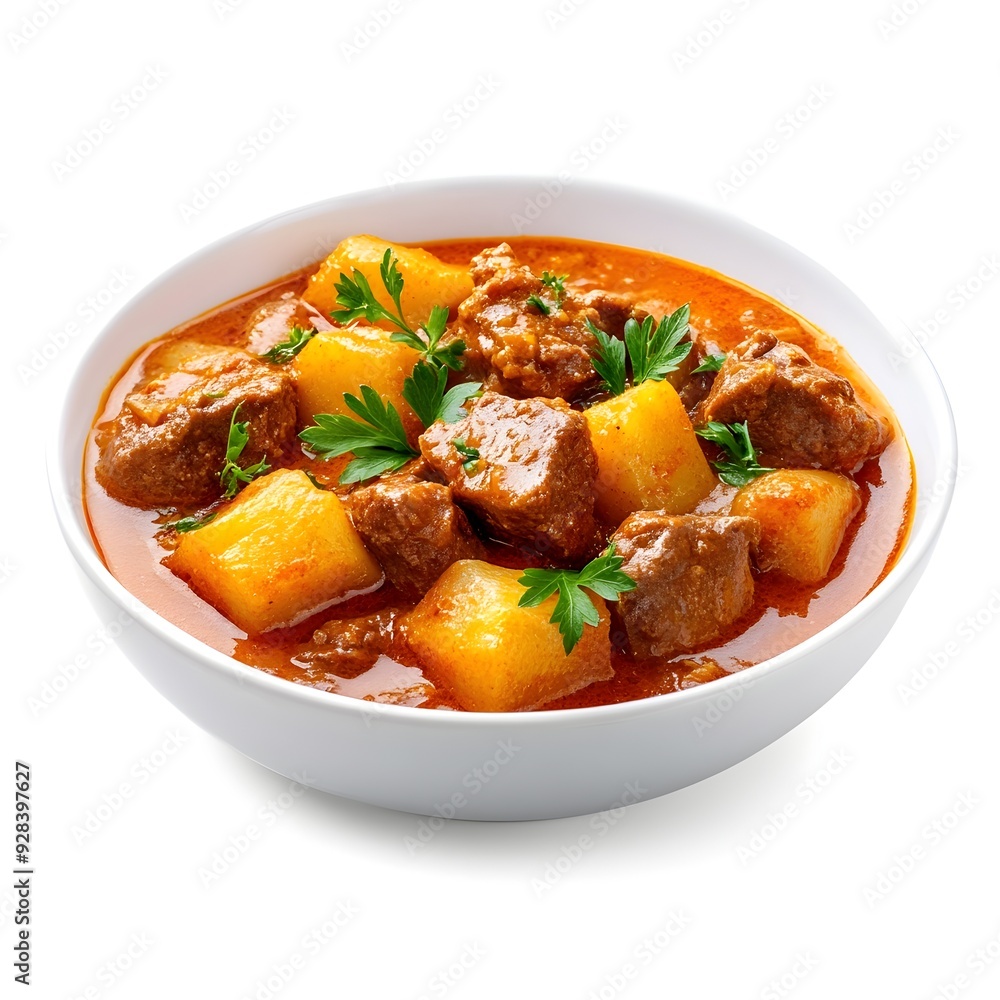 Delectable African Morogo Stew Dish Showcased on Plain White Background Delectable African Morogo Stew Dish Showcased on Plain White Background
