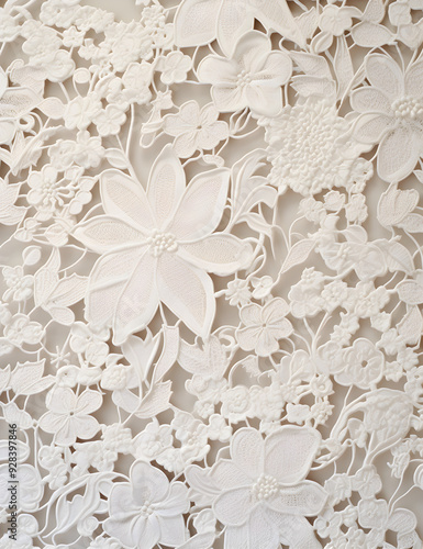 Wallpaper Mural ornate white lace background with intricate floral patterns. The delicate lacework offers a touch of elegance and sophistication, perfect for bridal or vintage-themed projects Torontodigital.ca