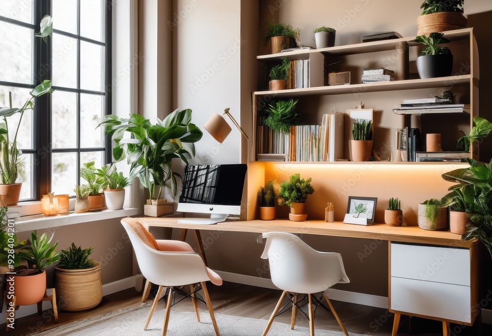 chic home office arrangement featuring sleek modern workspace tools enhanced productivity aesthetic appeal, ambiance, balance, chair, clarity, contemporary chic home office arrangement featuring sleek modern workspace tools enhanced productivity aesthetic appeal, ambiance, balance, chair, clarity, contemporary