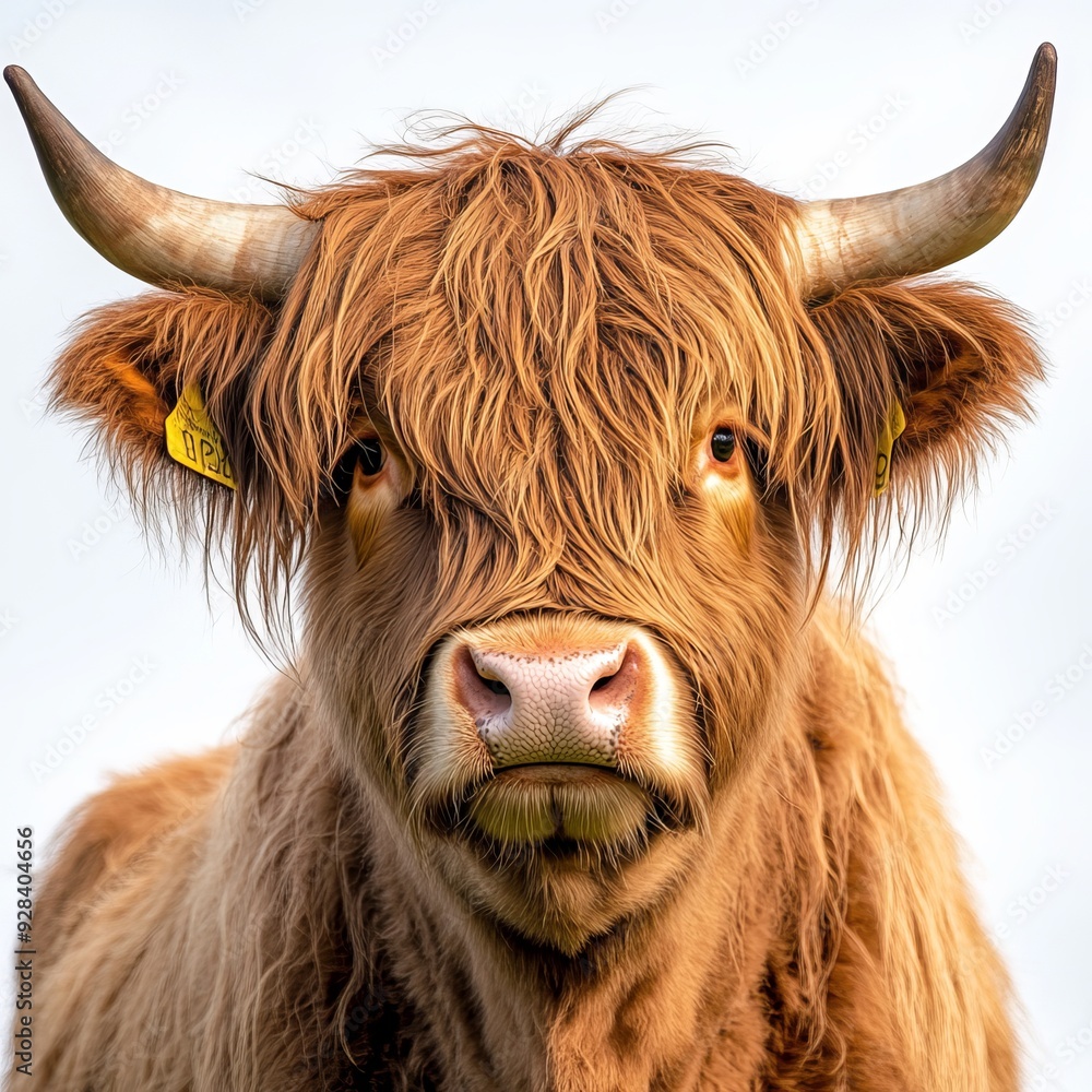 An isolated highland cow portrait with a transparent background An isolated highland cow portrait with a transparent background
