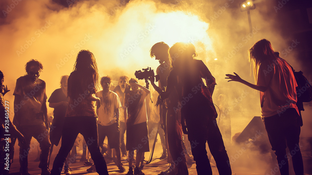 Fototapeta premium crowd at the filming set