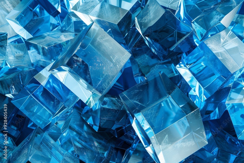 Transparent Cubes Pattern, Blue Glass Cube Background, Geometric 3d Crystals Mockup Transparent Cubes Pattern, Blue Glass Cube Background, Geometric 3d Crystals Mockup