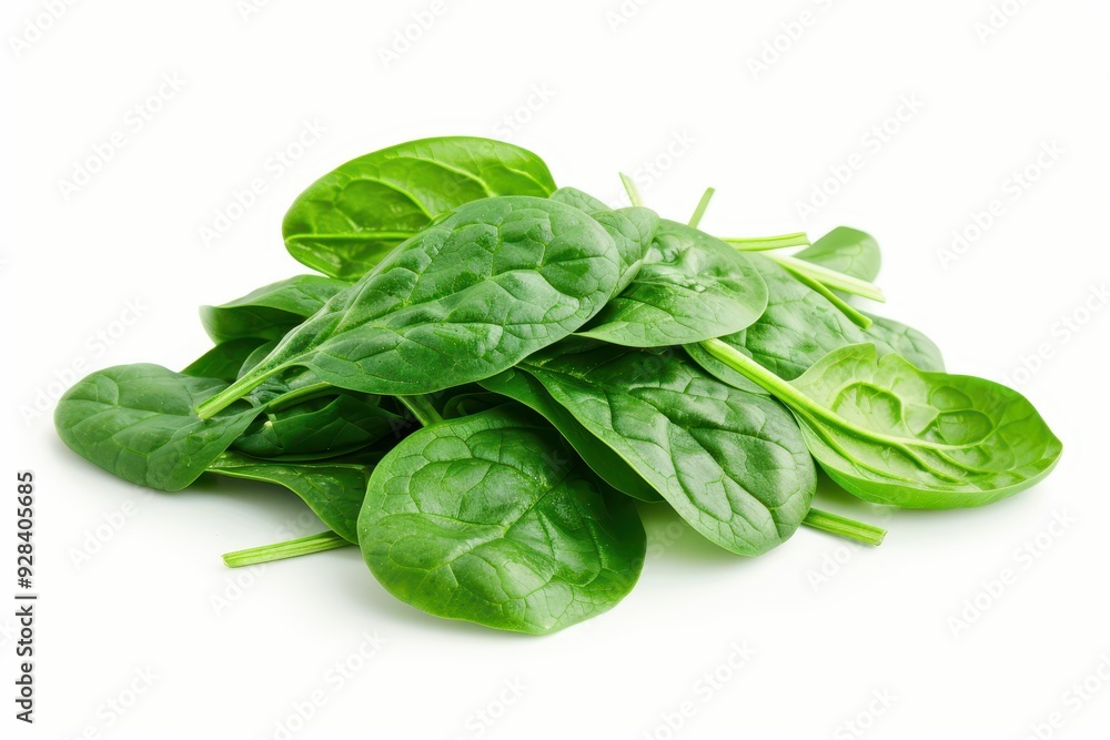 Fresh baby spinach on white background Close up macro shot Fresh baby spinach on white background Close up macro shot