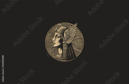 Queen cleopatra engraving vintage style design vector illustration