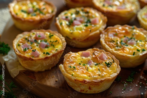 Wallpaper Mural Freshly baked mini ham and cheese quiches ready to eat Torontodigital.ca