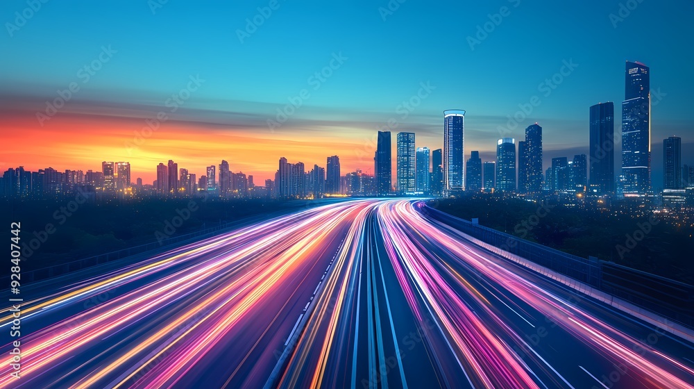 Fototapeta premium Dynamic speed light streaks a long exposure captures the essence of motion an abstract background