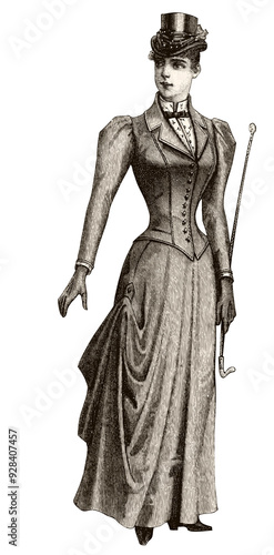 Photography horsewoman vintage engraved illustration isolated on transparent background
